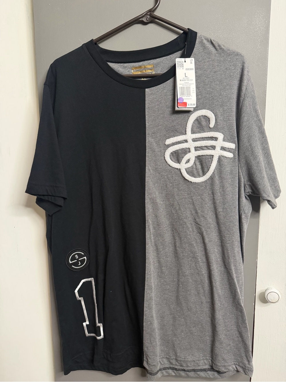 Sean John Men's Two-Tone Black & Gray Graphic Tee